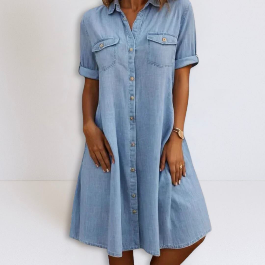 Maria | Denim Mini Dress with Side Pockets