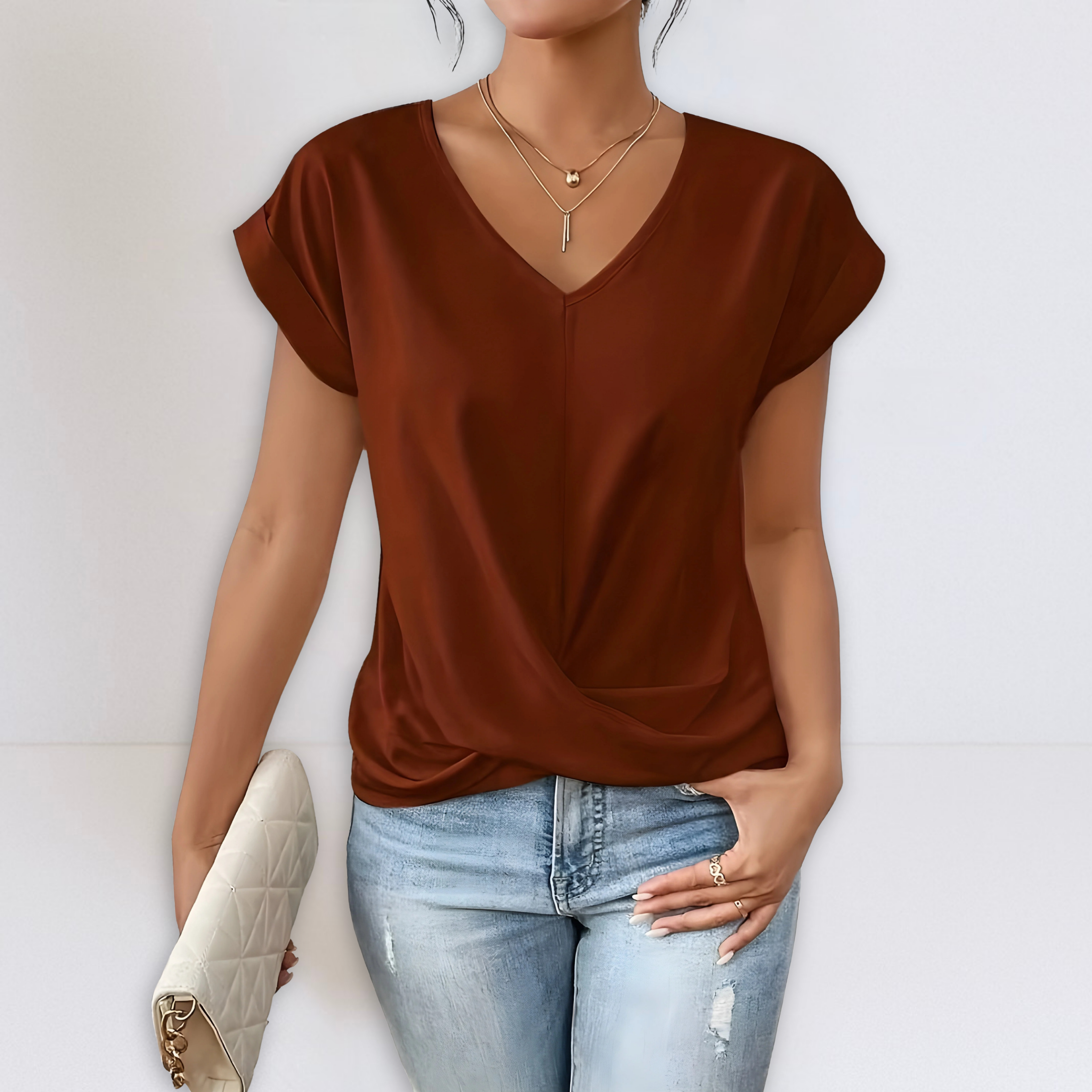 Maggie | Twist Front V-Neck Top