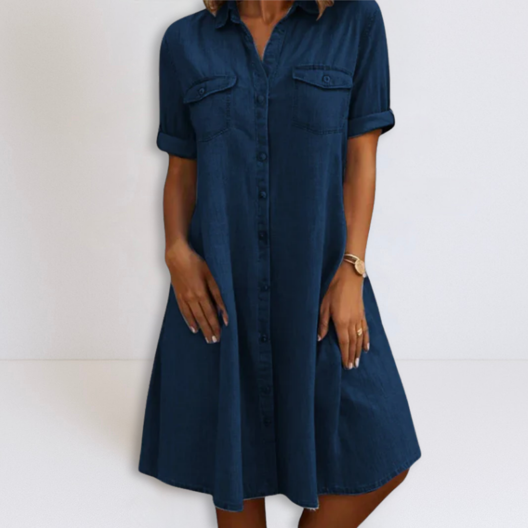 Maria | Denim Mini Dress with Side Pockets