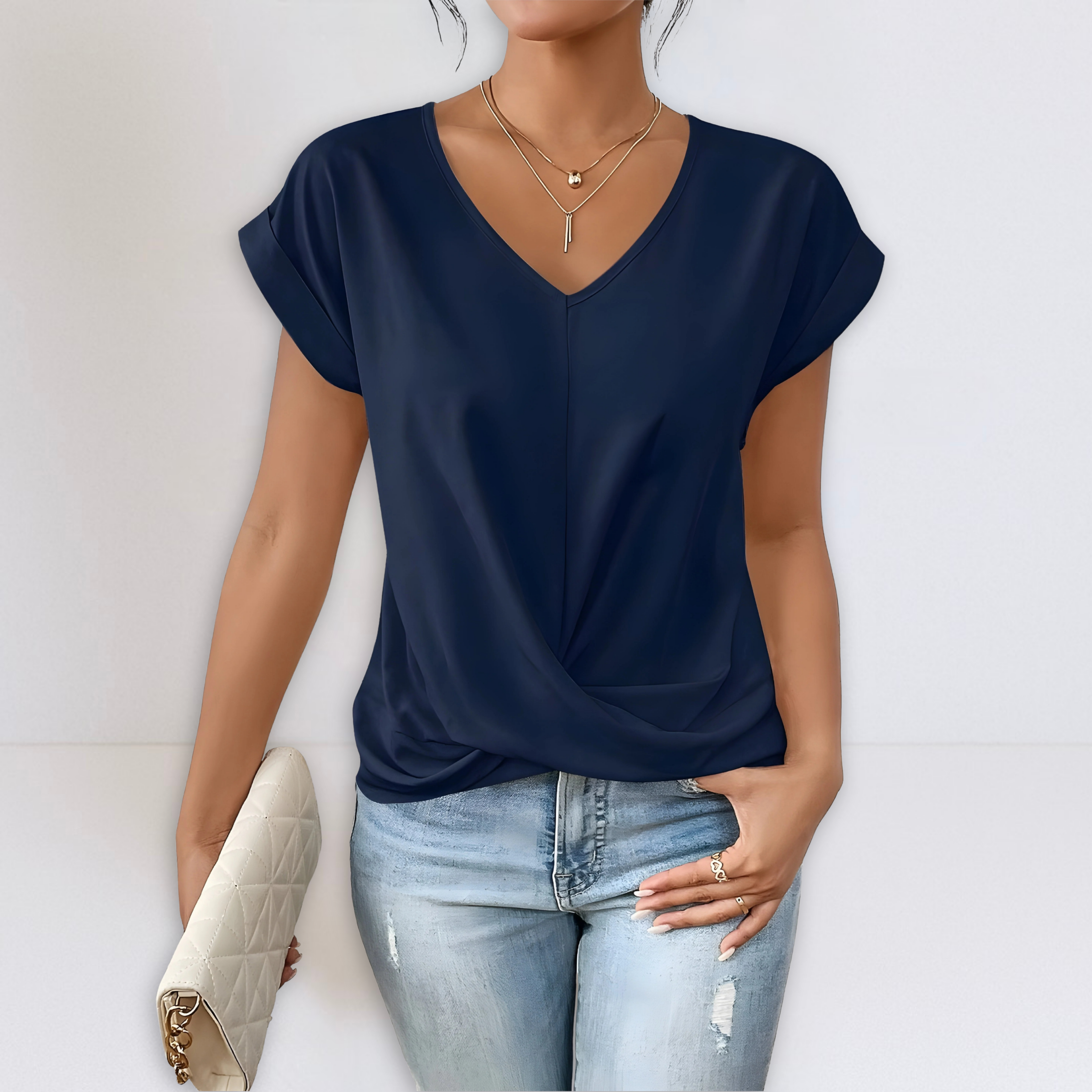 Maggie | Twist Front V-Neck Top
