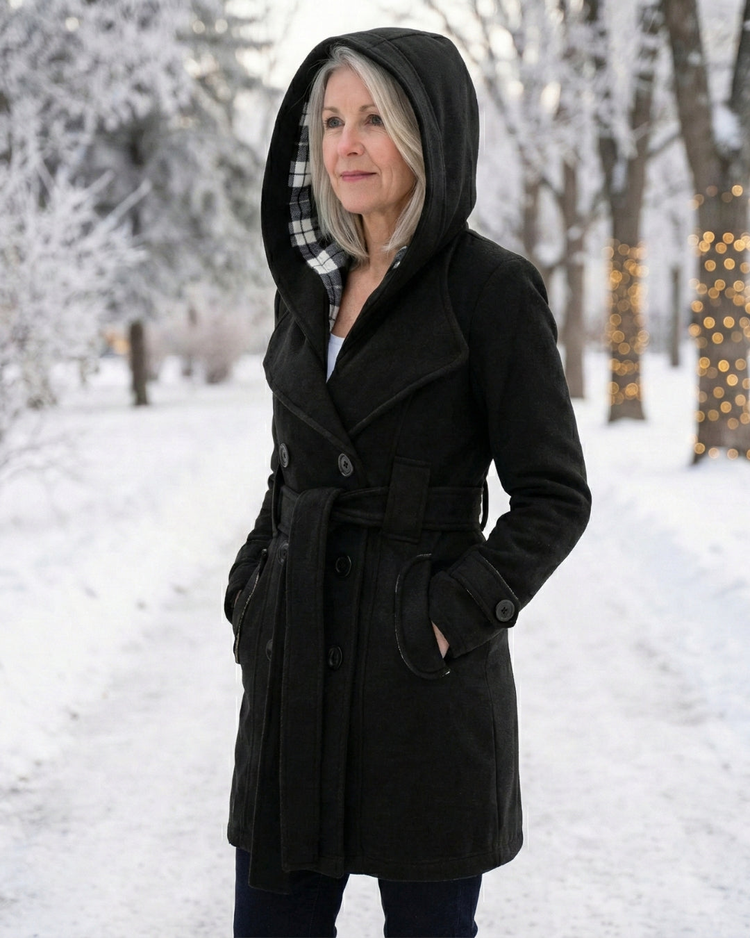 Sheila | Plaid Collar Wool Coat